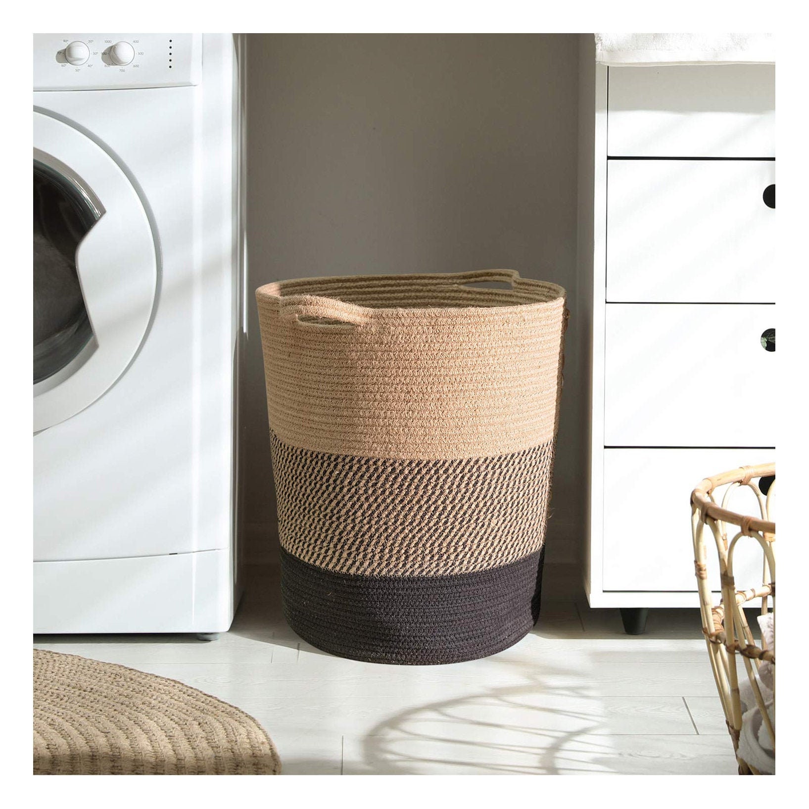 Large Woven Jute Laundry Hamper Basket Bin Clothing Clothes Etsy