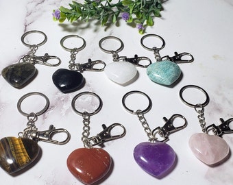 Crystal Heart Keychain: Gemstone Bag Charm, Stainless Keyring