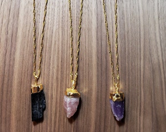 Raw Amethyst Necklace, Healing Crystal Pendant, Amethyst Crystal Pendant, Gold Amethyst Jewelry, Mother's Day Gift, February Birthstone