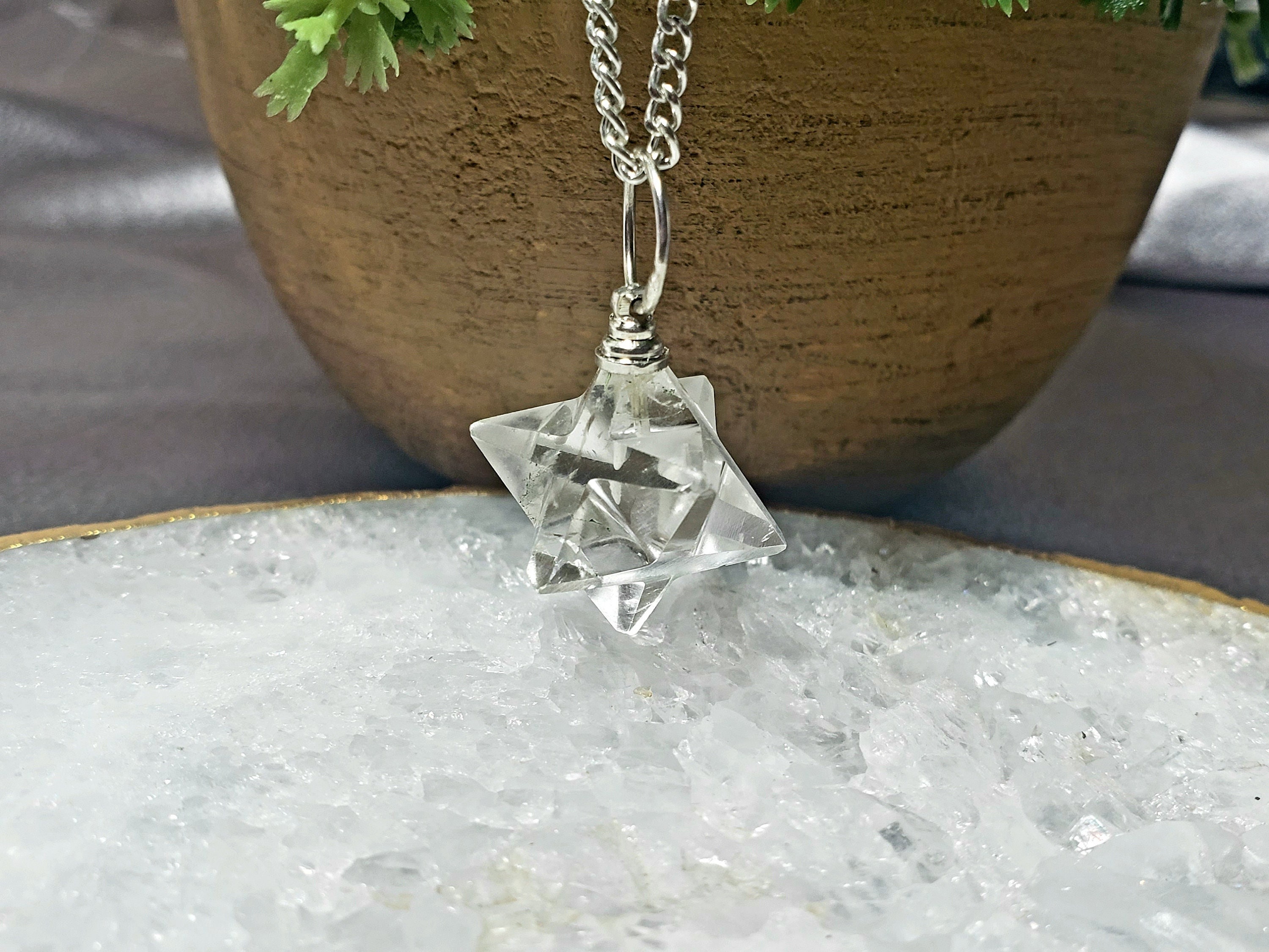 Clear quartz merkaba pendant deals