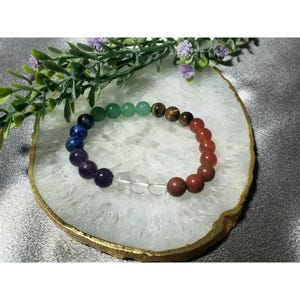 Unisex 7 Chakra Natural Stone Beads Healing Bracelet - Yoga Bracelet - Holistic Jewelry - Chakra Jewelry