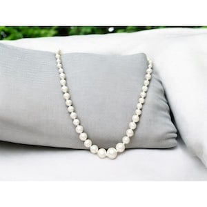 Genuine Classic White Hand-Knotted 18 inch Round Graduated Freshwater Cultured Pearl Necklace with 2 inch silver plated extender chain