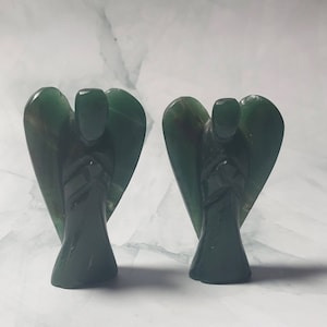 Angel Crystal Figure, 2&quot; Jade Aventurine Pocket Stones, Guardian Angel, Hand carved Healing Gemstones, Gift for Crystal Lover, Altar Decor