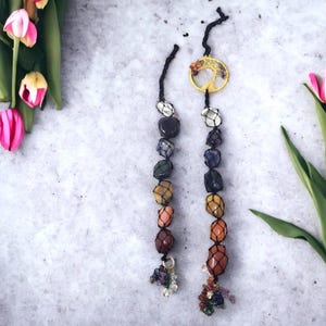 7 Chakra Healing Stones Car/Wall Ornament: Natural Gemstone Hanging