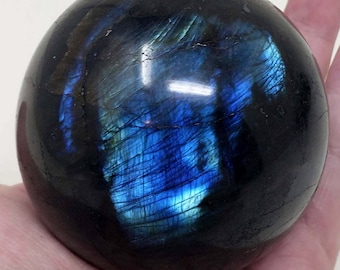 Flashy Blue Labradorite Sphere: Polished Healing Crystal Ball