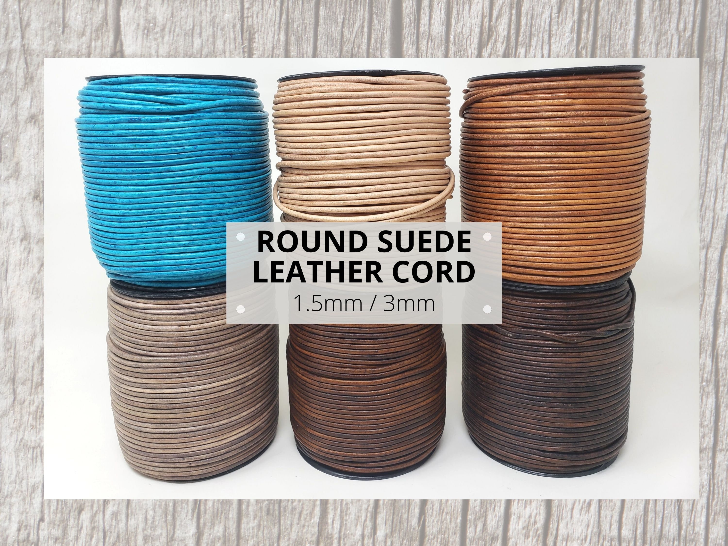 6.0 mm Round Leather Cord, 5 Meters Faux Suede Round Leather Cord Rope  String for Jewelry Making, Necklaces Bracelets, DIY