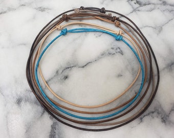 Adjustable Genuine Leather Cord Necklace: Pendant Necklace (1.5mm, 3mm)