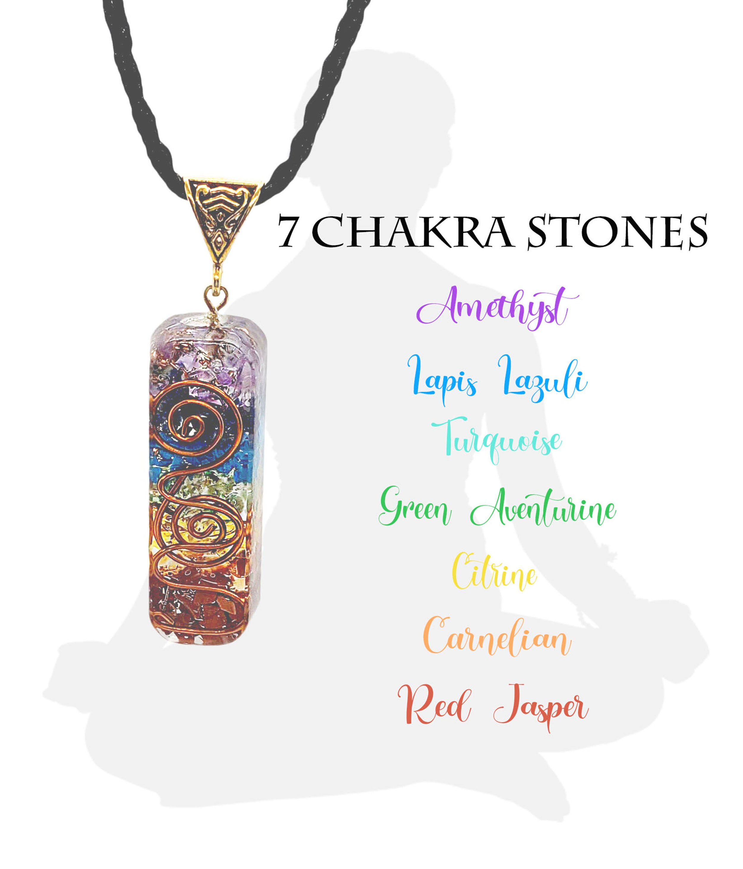 7 Chakra Necklace 18 Kt Gold Filled Chain gemstones Seven Chakras
