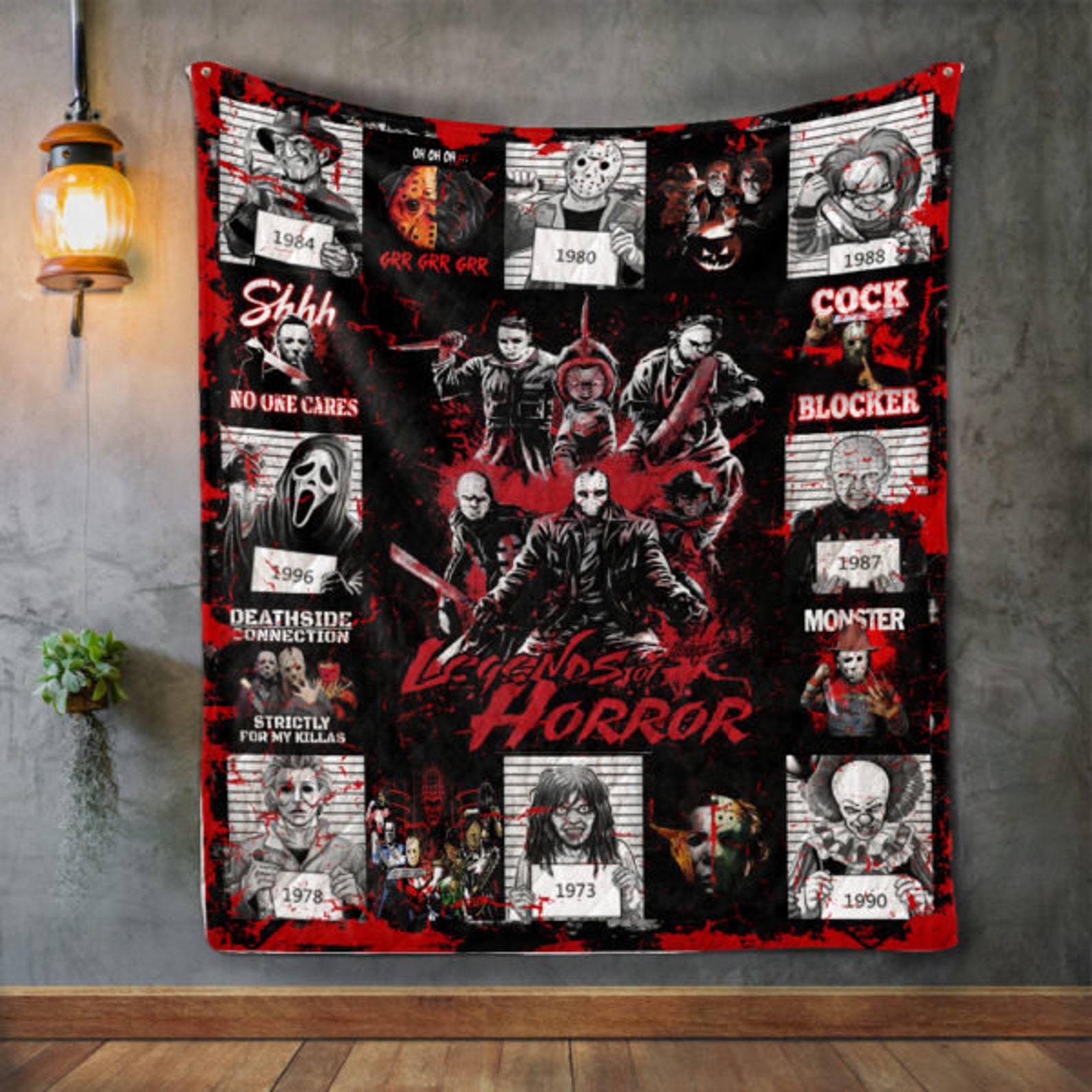 Legend Of Horror Quilt Blanket Horror Movie Halloween Blanket Etsy