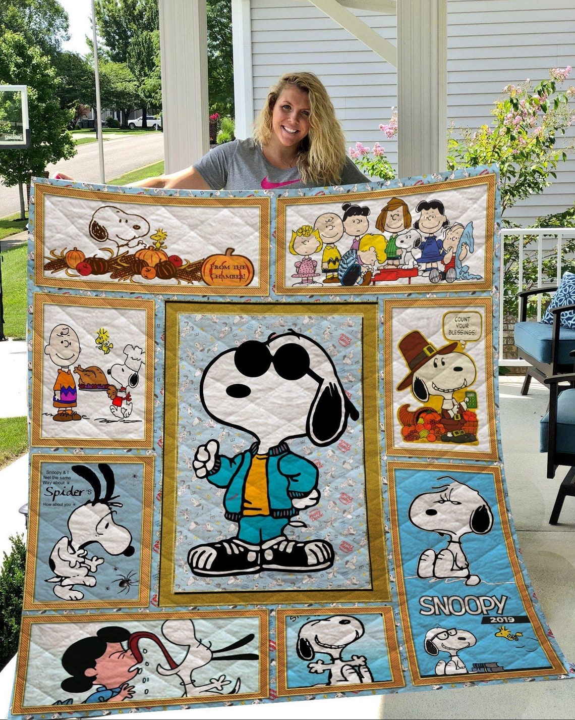 Snoopy Moments Characters Blanket Quilt Etsy