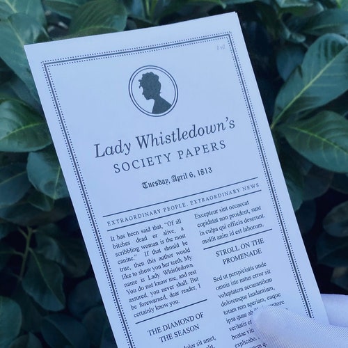 Blank Editable Bridgerton's Lady Whistledown Society Etsy New Zealand