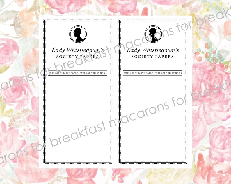 Printable Lady Whistledown Society Papers 1 Column for cards - Etsy ...