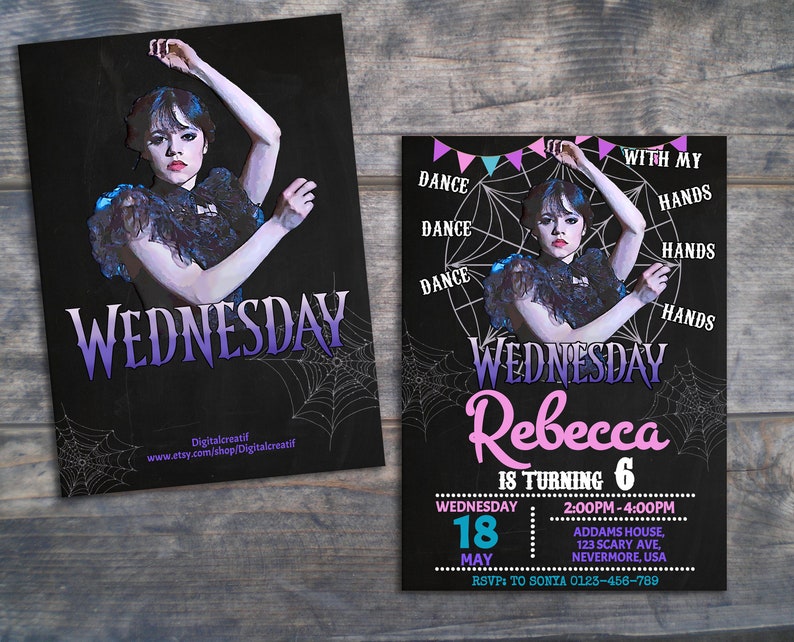Wednesday Invitation Template Printable Birthday Invitations Etsy Wednesday Invitation Template Printable Birthday Invitations Etsy