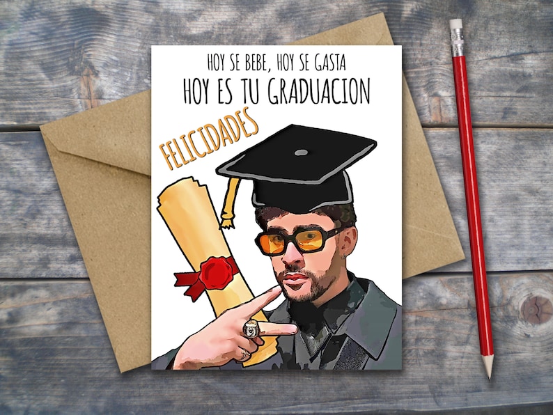 Bad Bunny Graduation Card Funny Grad Gift Printable Bad Bunny Etsy