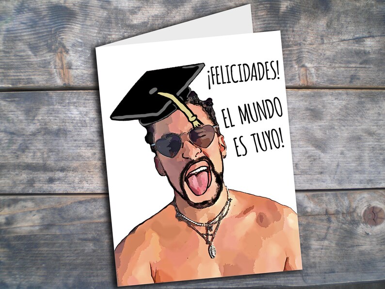 Bad Bunny Graduation Card Bad Bunny Card Printable Grad Card Etsy