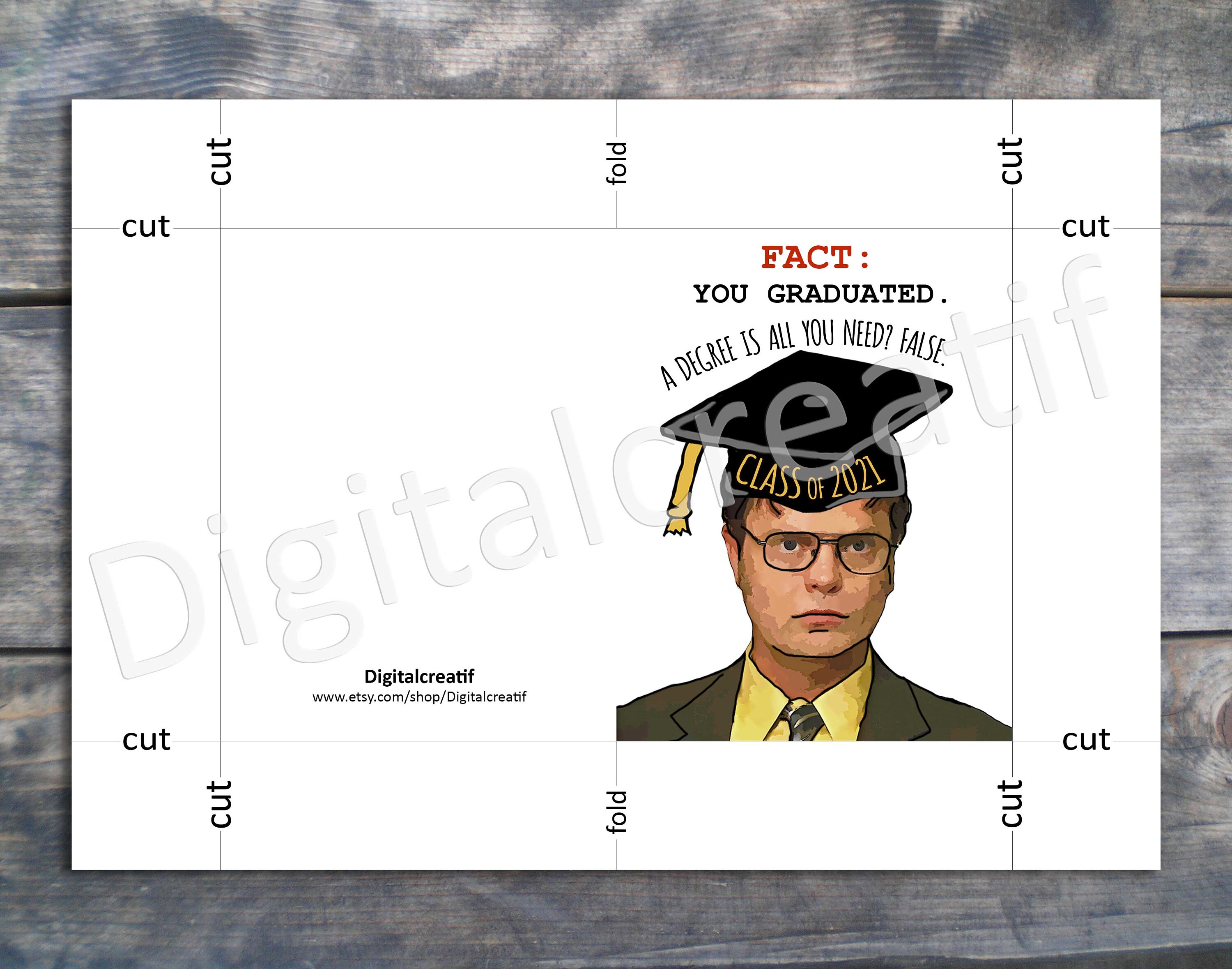 Dwight Schrute Card The Office Graduation Card Printable Etsy