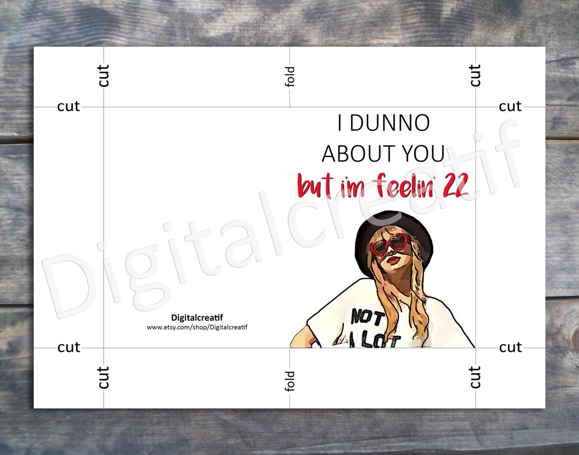 Taylor Swift 22nd Birthday Card Taylor Swifty Music Love Etsy