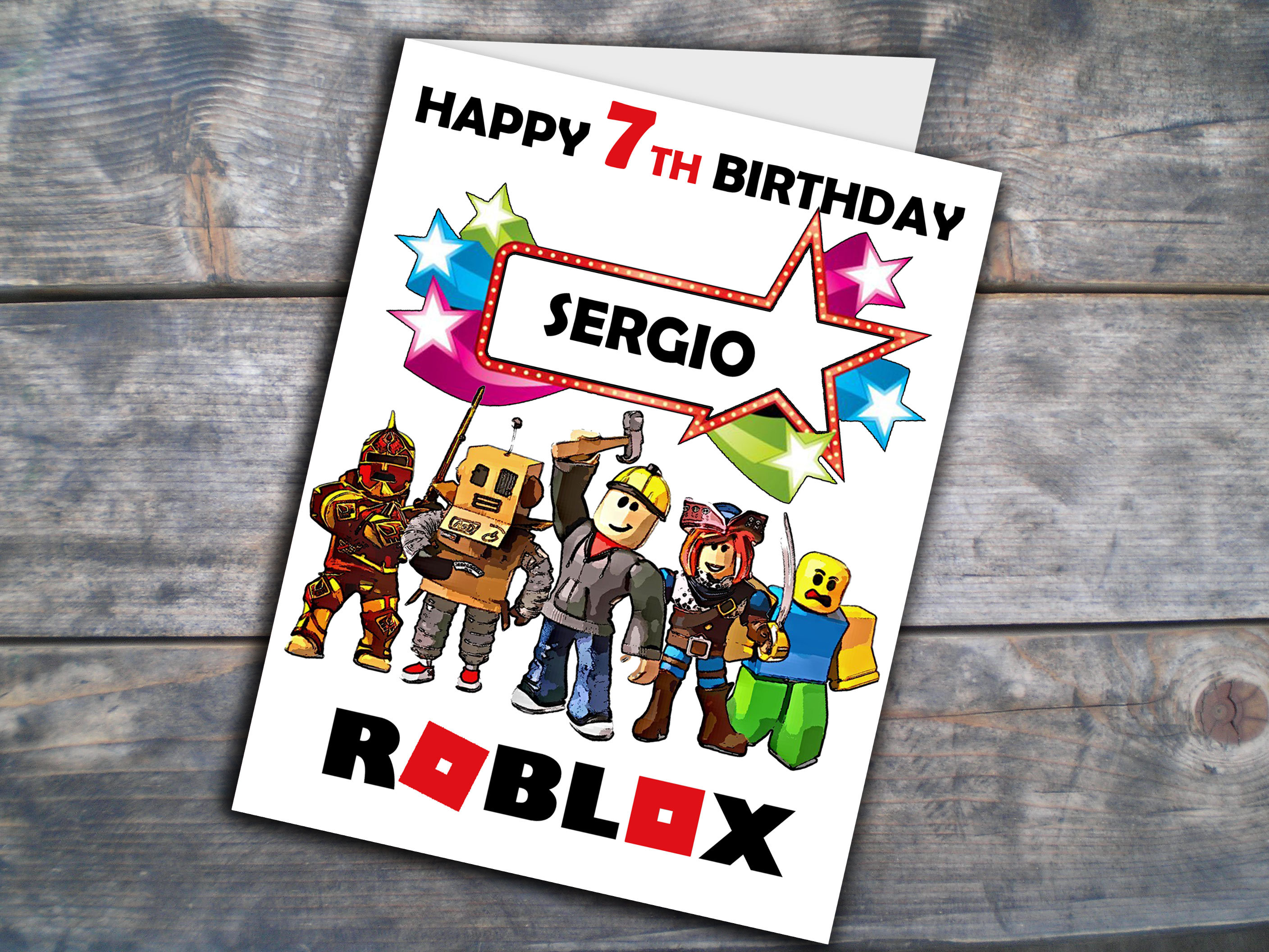 roblox personalised birthday card printable boy or girl etsy