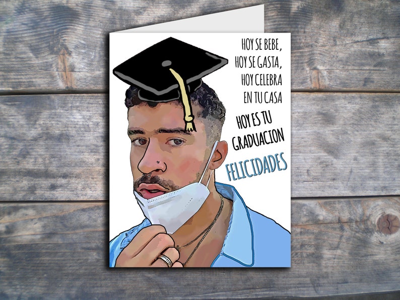 Bad Bunny Graduation Card Funny Grad Card Printable Bad Bunny Etsy