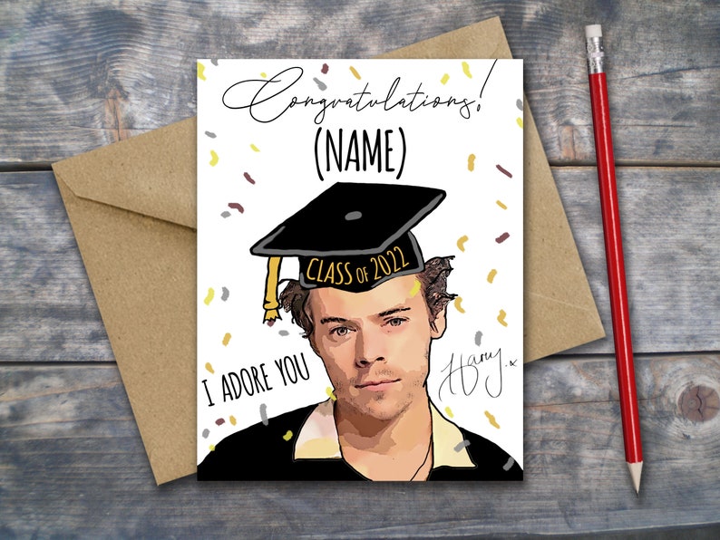 Personalized Graduation Card Harry Styles Graduation Card Printable Harry Styles Gift for Grad Congratulations Class of 2022 Graduation Gift 