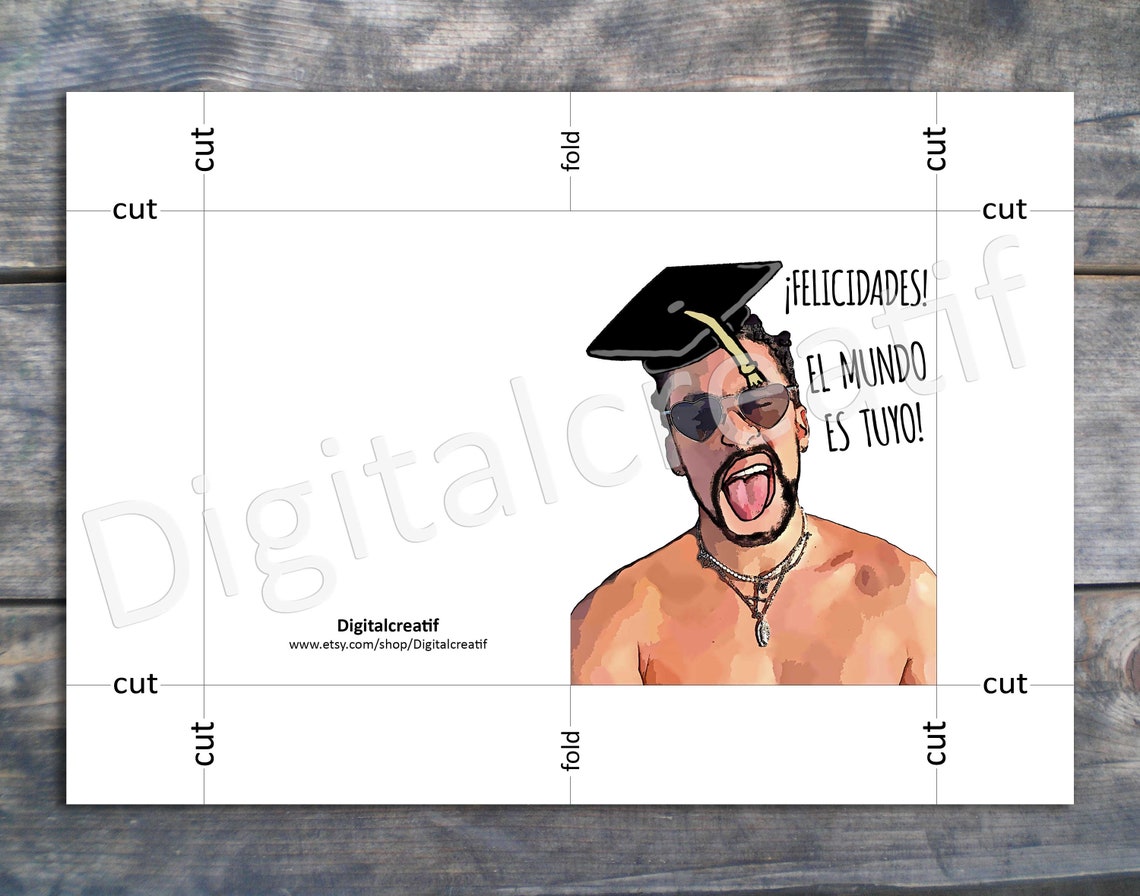 Bad Bunny Graduation Card Bad Bunny Card Printable Grad Card Etsy