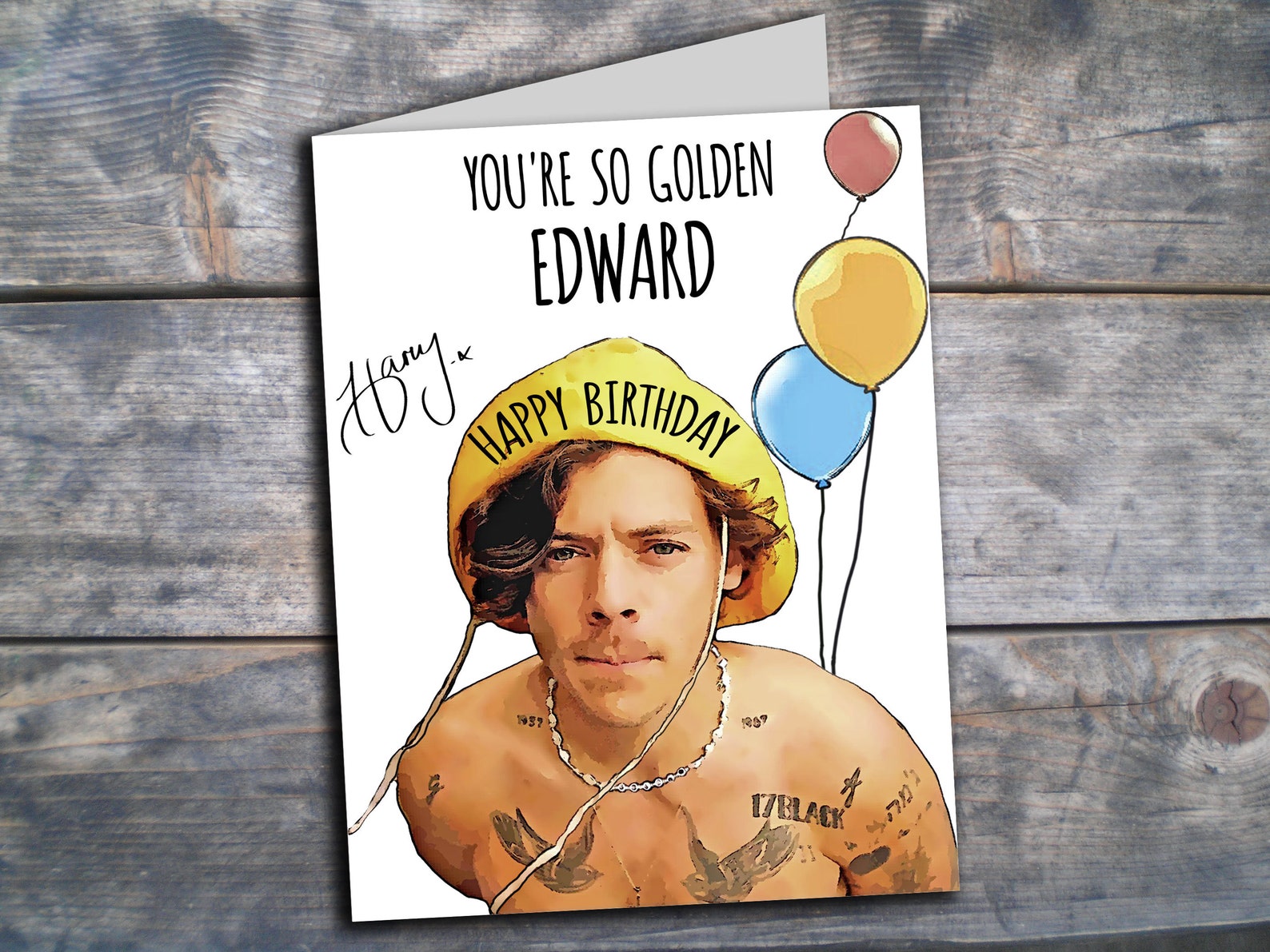 Harry Styles Birthday Card Personalized Harry Styles Custom Etsy