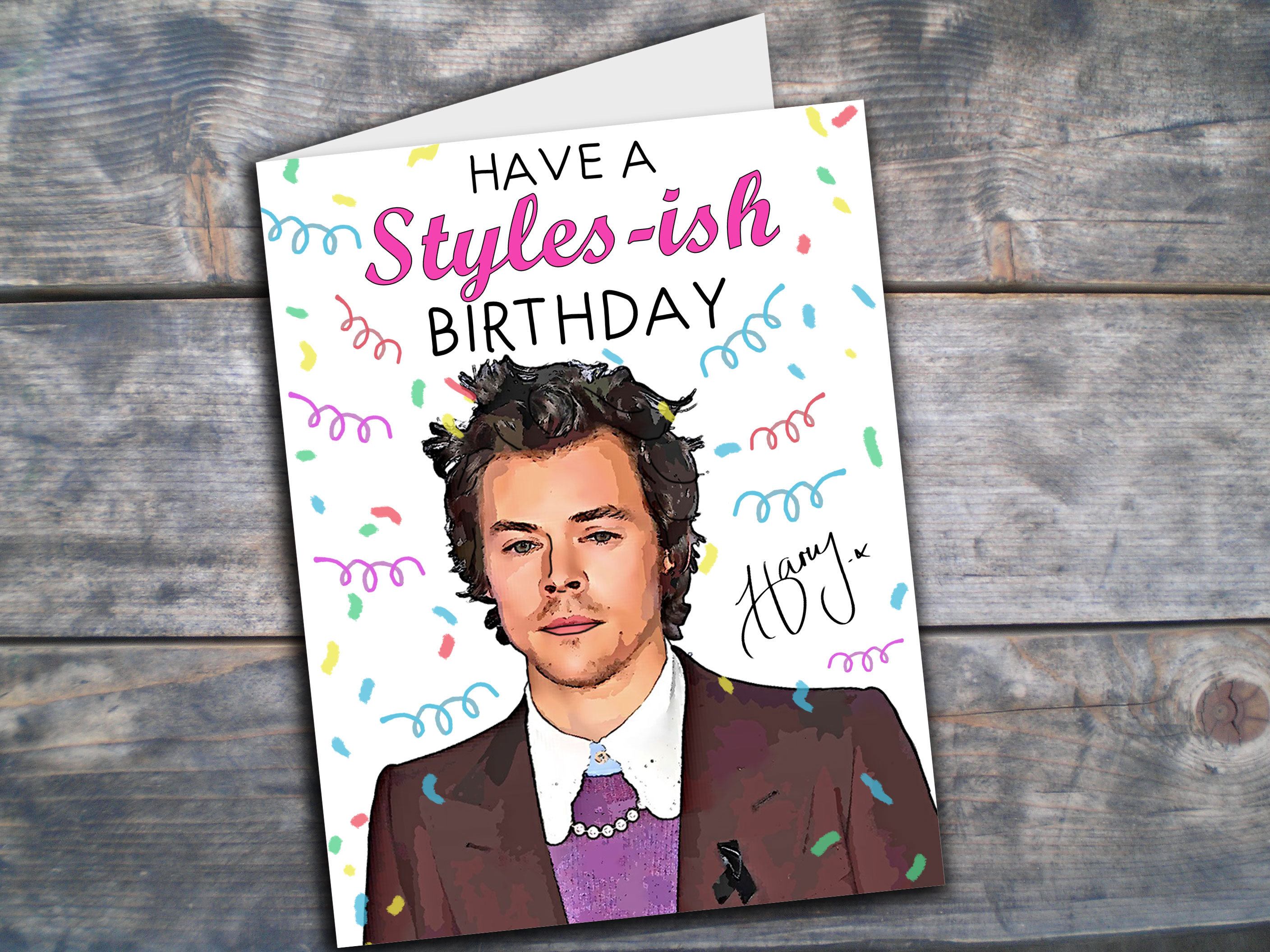 Harry Styles Birthday Card Inspired Harry Styles Card Etsy