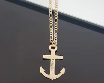 Personalized Engraved Anchor Name Necklace, Customized Anchor For Men, Gift For Beach Lover, Nautical Jewelry Refuse To Sink, Sailor Pendant