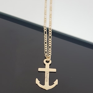 Collar con nombre de ancla grabado personalizado, ancla personalizada para hombres, regalo para amantes de la playa, joyería náutica que se niega a hundirse, colgante de marinero
