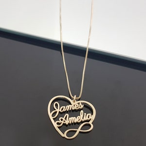 Custom Heart Necklace, Personalized Couple Names Necklace, Couple Infinity Name Necklace, Valentines Day Necklace For Her, Love Necklace