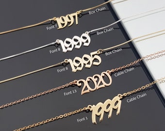 Custom Year Necklace, Birth Year Necklace, Year Necklace, Birthday Necklace, Numbers Necklace, Date Necklace For Women, Anniversary Necklace