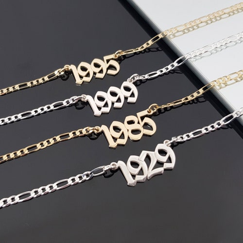 Figaro Chain Birth Year Necklace - Etsy 