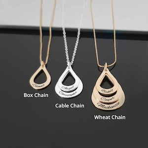 Collar personalizado para madre con nombre de niño, collar familiar en forma de gota, collar para hasta 3 niños, collar con nombre de mamá, regalo de joyería familiar