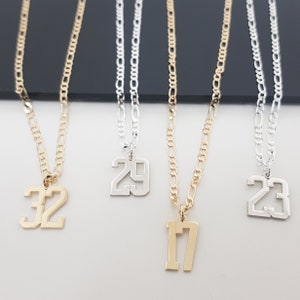 Collar con número personalizado, collar con número del año, collar con colgante de la suerte personalizado con número, regalos para amantes del deporte