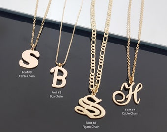 Personalized English Initial Letter Necklace, Personalized Letter Necklace, 15 Font Styles Initial Necklace, Customized Letter Necklace