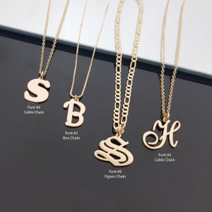 Collar con letra inicial en inglés personalizado, collar con letra personalizada, collar con inicial con 15 estilos de fuente, collar con letra personalizada