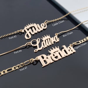 Name Necklace With Crown, Personalized Name plate Necklace, Customize Name Necklace With Any Name, Gift for Her, Personalized Women's Gift