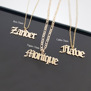 Name necklace old english font sales