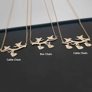 Joyas familiares personalizadas para mamá, collar con la rama familiar, collar con la inicial para mamá, collar con pajarito, collar con la inicial familiar, regalo para mamá