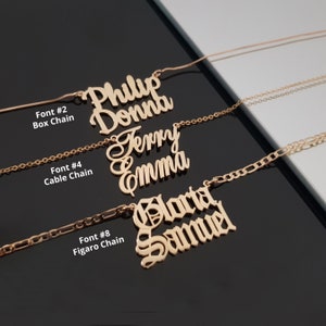 Two Name Necklace, Double Name Necklace, 2 Layer Necklace, Personalized Two NamePlate Necklace, Name Plate Necklace, Christmas Gift zdjęcie 1