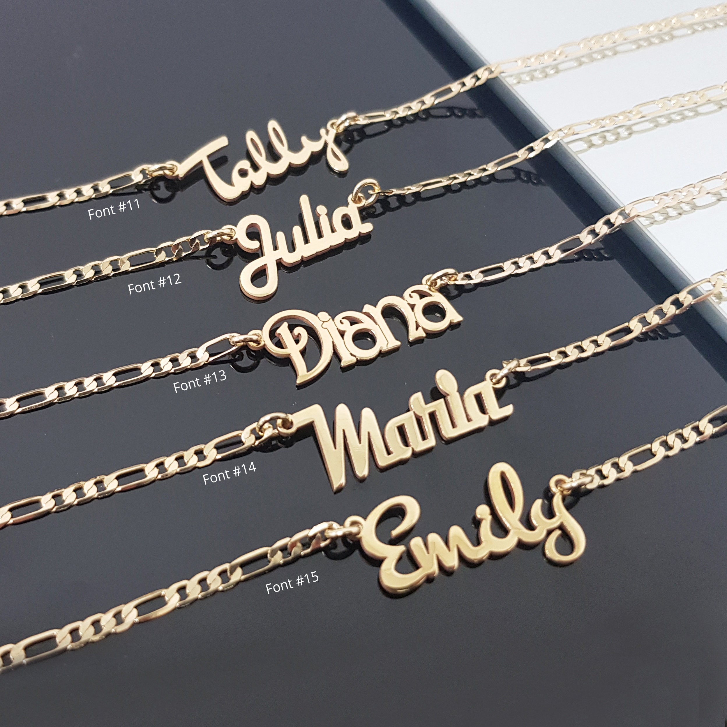 Name Necklace / Personalized Name Necklace With Figaro Chain / - Etsy