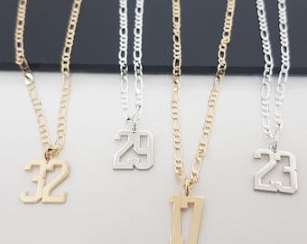 Personalized Number Necklace, Custom Number Necklace, Number Year Necklace, Customize Lucky Pendant Necklace With Number, Sport Lover Gifts