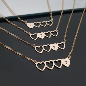 Four Sisters Necklace Heart Shape Set of 4, Four Best Friends Neckalce, Big Sis Lil Sis Necklace, Gift From Mother to Daugther