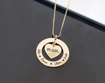 Personalized MOM Necklace With Kids Name, Customized Mother Pendant With Names, Mother&#39;s Day Gift, Jewelry For Mother, MOM Pendant Gift