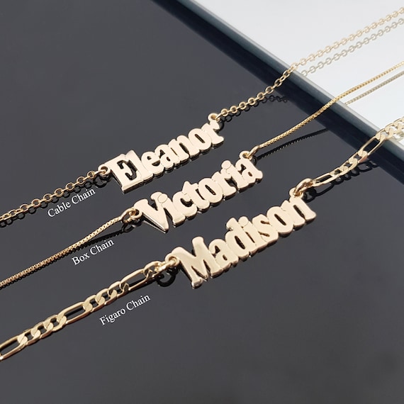 Script Font Nameplate Name Necklace Script Font Nameplate Name Necklace