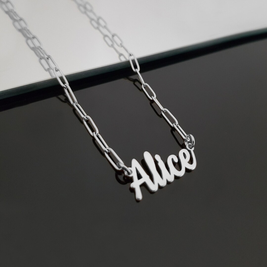 Paper Clip Name Necklace, Link Chain Nameplate Necklace, Name Necklace ...