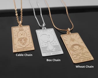 Tarot Card Necklace, Tarot Pendant Necklace, Tarot Major Arcana Necklace, Personalized Tarot Jewelry, Spiritual Jewelry, Magical Necklace