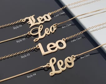 Leo Necklace With 4 Font Styles, Leo Zodiac Sign Necklace, Leo Horoscope Necklace, Astrology Leo Birthday Gift Idea, Leo Star Pendant Jewelr