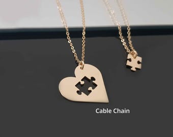 Set Di 2 Collane A Forma Di Cuore Puzzle Per Migliori Amiche | Ciondolo In Lega Con Catena | Regalo Amicizia - 5