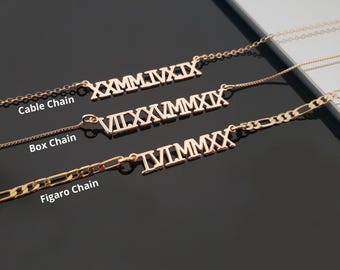 Roman Numerals Necklace, Personalized Date Necklace, Roman Numerals Necklace Custom, Roman Numeral Jewelry, Special Date Gift For Bridesmaid